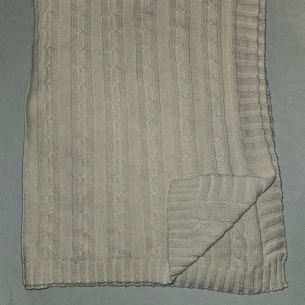 NTBAY Ivory Cable Knit Throw Blanket 30x42